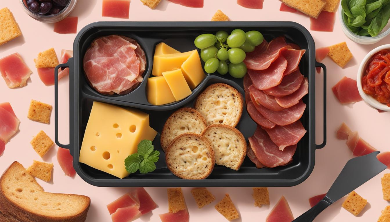 gesunde Snacks mit Käse und Wurst